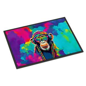 New Hippie Animal Chimpanzee <b>Doormat</b> Non Slip Washable Low Pile 18H X 27W for Indoor & Outdoor Use in Entryway or Front Door - Product Image 1