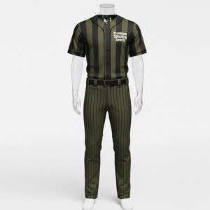 Ensemble uniforme de baseball unisexe, rayures sublimées, maillot de baseball imprimé numériquement, pantalon, maillot de softball à boutons sur le devant - Product Image 1