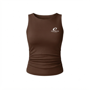 Camiseta sin mangas de punto acanalado verde para mujer, cuello redondo, color liso, estilo formal, largo regular, poliéster/algodón, ecológica, frontal - Product Image 3