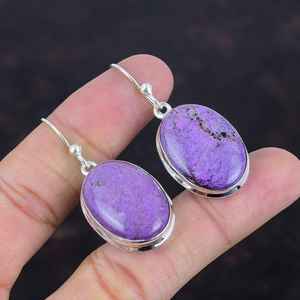 Pendientes de Botón de Purpurita Chapados en Oro de Lujo Hechos a Mano, Joyería de Plata de Ley 925 con Piedras Preciosas Naturales, Regalo para Mujer en Aniversario o Fiesta - Product Image 5