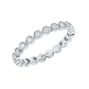 Anillo Apilable Delicado con Diamante Cultivado Redondo, Oro Sólido de 14K/18K, Engaste de Bisel, Anillos de Boda Minimalistas y Delicados, Venta al por Mayor - Product Image 4