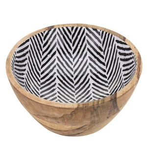 Cuenco con estampado de esmalte de resina, madera Natural, Mango de pescado, color azul, superventas - Product Image 4