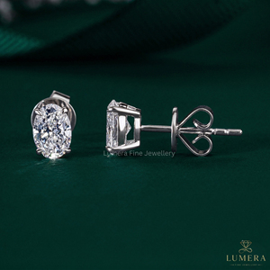 Oval Shaped Lab Grown Diamond Solitaire Stud <b>Earrings</b> 4 Prong Set Screw Back <b>Earrings</b> Gold Jewelry <b>Earrings</b> For Birthday Gift - Product Image 5