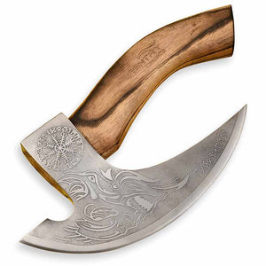SHORT SIGN Hacha de Pizza Tomahawk Personalizada Hecha a Mano de Acero con Alto Contenido de Carbono, Mango de Madera de Fresno, Funda de Cuero Fino, Cortador de Pizza - Product Image 5