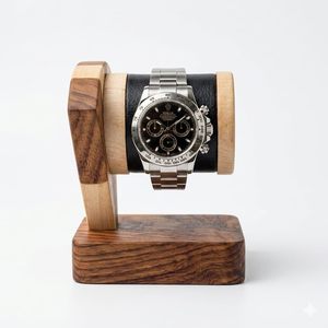 Wooden Watch Holder Stand Solid <b>Wood</b> Handmade Modern Tabletop Decor for Home Decoration Irregular Shape Polished Finish - Product Image 2