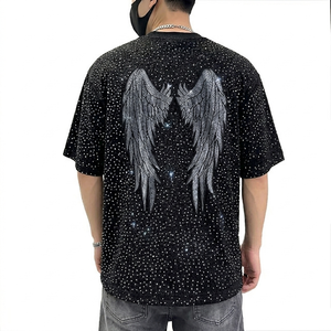 Camiseta Personalizada con Hombros Caídos y Pedrería, 100% Algodón Jersey, Estilo Vintage, Manga Corta, Unisex, Cómoda - Product Image 5