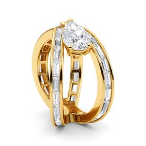 Anillo de compromiso de oro blanco de 9K con diamante cultivado en laboratorio de corte baguette de 3.00 quilates, joyería fina, anillo solitario con banda decorativa para aniversario - Product Image 6