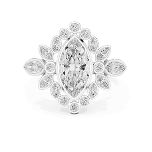 Anillo de Halo con Diamantes Cultivados en Laboratorio de 1.50 CTW en Oro Sólido de 18K con Detalles Florales de 0.61 CTW EF para Compromisos Elegantes - Product Image 3