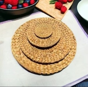 Bamboo Sea Grass Rattan Cup Coasters Dining <b>Table</b> <b>Mat</b> Set Woven Rounded Wicker Heat Resistant Eco-Friendly Modern - Product Image 1