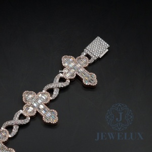 Bracelet tennis moderne et élégant en moissanite unisexe avec pierres étincelantes, plaqué or, cadeau au prix export - Product Image 4
