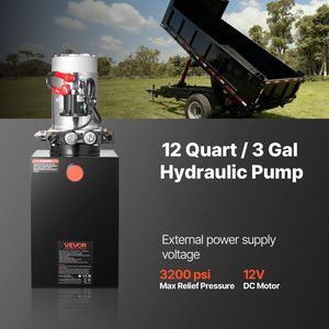 Unità di Potenza Idraulica DC 12V da 12 Quarti, Pompa a Doppio Effetto per Rimorchio Ribaltabile con Pressione Massima di Scarico di 3200 PSI e Portata di 0,91 GPM - Product Image 2