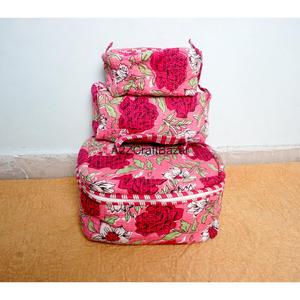 กระเป๋าเครื่องสำอางผ้าฝ้ายแท้ 100% ทนทาน น้ำหนักเบา ใช้ซ้ำได้ มีซิป หูหิ้วนุ่ม ชุดกระเป๋าเดินทาง - Product Image 2