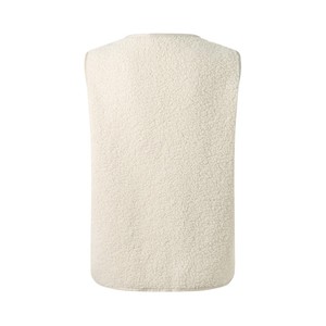 <strong>Women's</strong> Sleeveless Woolen Fabric Plush Fleece <strong>Gilet</strong> with Zipper Closure Waterproof Sherpa <strong>Lined</strong> Vest Pockets for Outdoor Use - Product Image 3