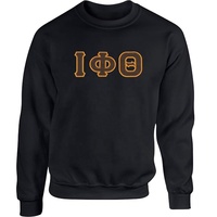 Sweat-shirt à col rond noir pour homme Iota Phi Theta, lettres grecques brodées, coupe classique, décontracté, hiver, 100% coton molletonné