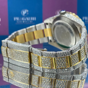 Reloj de cuarzo bicolor con diamantes para hombre, de acero inoxidable, con esfera romana y brazalete, estilo elegante. - Product Image 6