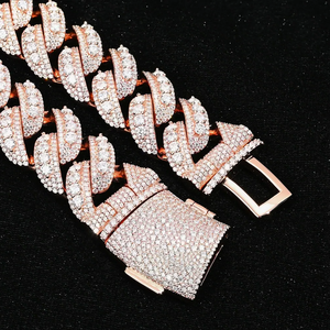 Nueva Cadena Cubana de Lujo HipHop de 22mm con Moissanita Iced Out, Plata de Ley S925 Bañada en Oro Rosa, Eslabones Elevados, para Hombre, Estilo Bling - Product Image 1