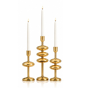 Concept Home <b>Black</b> Iron Handmade Portable <b>Candlestick</b> <b>Holder</b> Set of 3 Modern Stack Design for Home Decoration and Christmas - Product Image 2