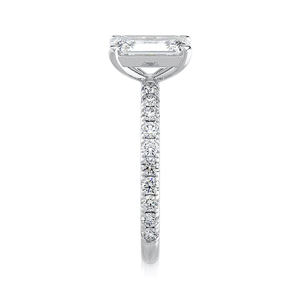 แหวนหมั้นเพชรทรงเหลี่ยมมรกต 14K ทองคำแท้ ประดับเพชรเพาะเลี้ยงแบบ Pavé เครื่องประดับงานแต่งงานคุณภาพสูง ผู้ผลิตและจำหน่ายขายส่ง - Product Image 3