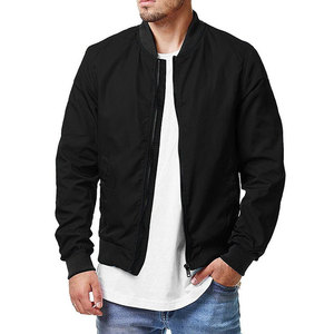 Veste bomber légère en toile olive unie pour homme Econex Sports, col montant, fermeture éclair, coupe-vent décontractée en polyester - Product Image 3