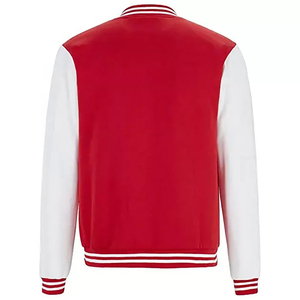 Red <b>White</b> Varsity <b>Jacket</b> <b>Men</b> Preppy Style Baseball College <b>Jacket</b> Solid Color Turn-down Collar Regular Fit Autumn Wear - Product Image 2