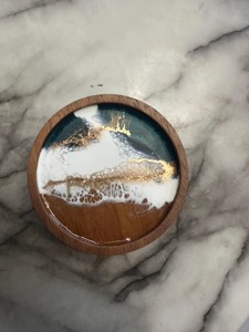 High Quality Walnut Custom Wood & Resin <b>Coasters</b> <b>for</b> <b>Drinks</b> Resin Tea Cup <b>Coaster</b> Round Design Modern Handmade Table Mat - Product Image 3