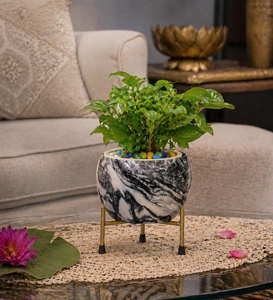 Maceta de Metal Pitalnagi Meenakari Hecha a Mano, Maceta Artística Tradicional India, Contenedor Decorativo para Plantas de Interior - Product Image 4