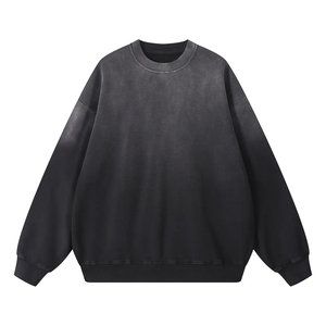 OEM Spring 100% Polyester Men Women Acid Wash Sweatshirt Vintage Oversized Crewneck Streetwear Custom Logo Wholesale - Product Image 5
