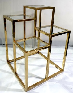 Gold PVD Metal Coffee <b>Table</b> Modern Multi-Tier <b>Side</b> <b>Table</b> Simple Design <b>Black</b> Glass Top Home Office & Living Room Furniture - Product Image 3