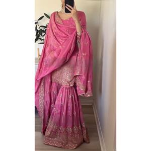 Pure Heavy Simar Georgette Party Wear Ensemble pour femmes comprenant un haut et Plazzo Dupatta - Product Image 3
