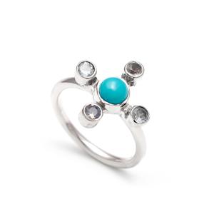Bague en turquoise d'Arizona de qualité supérieure, sertie d'une monture en argent plaqué 925, fine et élégante, cadeau idéal pour une femme de bureau, au meilleur prix. - Product Image 2