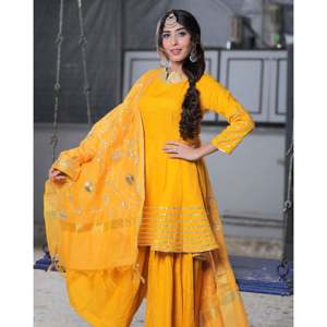 Ensemble de costume de travail en rayonne et mousseline jaune pour femme, 900g, taille XS - Product Image 4