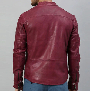 2026 Custom Design Coated Stand Collar <b>Leather</b> <b>Jacket</b> Solid Color Men's Vintage Style Hooded ODM Serviced - Product Image 3