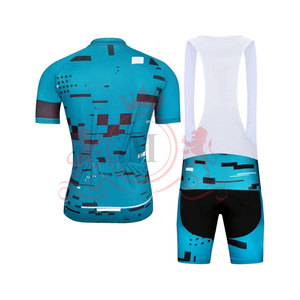 Ensemble maillot et short de cyclisme pour homme, bleu avec accents noirs, respirant, polyester, design sans couture, pour adultes - Product Image 4