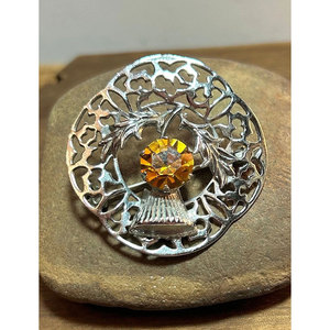 Broche de Plata de Ley con Topacio Naranja Escocés, Joyería Vintage, Regalo de Cumpleaños, Navidad, Aniversario, Escocia, Irlanda - Product Image 5