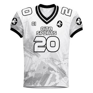 White & Light Gray American Football Jersey Set with Matching <b>Compression</b> Padded Shorts for Practice and Competition - Product Image 4