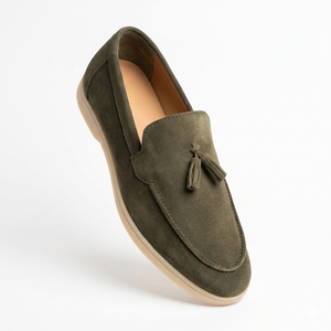 Mocasines de Cuero Genuino con Borlas, Punta Cerrada, Forro Antideslizante, Zapatos Casuales para Caminar para Hombre - Product Image 1