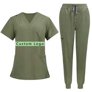Wholesale Women's Hospital Use Knitted Spandex/Polyester Custom <b>Scrub</b> <b>Sets</b> for Medical Uniforms - Product Image 2