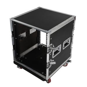 Armadio per Attrezzature DJ a Singolo Strato 19'' 12U con Doppia Porta Nero e Argento per Sistema da Palco - Product Image 2
