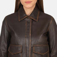 Jaket Kulit Asli Wanita Model Klasik Pakaian Luar Kasual Wanita Logo Kustom OEM ODM Grosir
