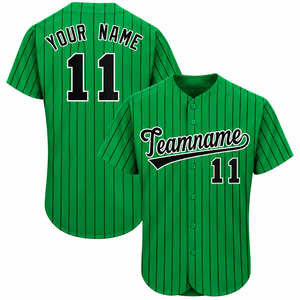 Maillot de baseball personnalisé OEM en mélange de coton épais, coupe ample, col en V rétro, uni, boutonné, vêtements de sport, uniforme d'équipe USA - Product Image 2