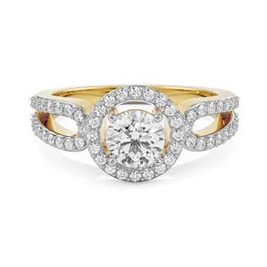 แหวนเงินประดับมอสซาไนต์ทรงกลมทรงหรูหรา ดีไซน์แบบ Halo Pave Setting ขาแหวนแยกสีทูโทน แหวนหมั้นและแต่งงานสุดหรูสำหรับผู้หญิง - Product Image 5