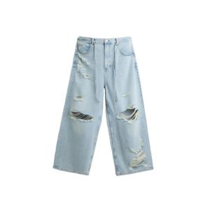 Vaqueros Baggy Rectos Personalizados de Estilo Urbano para Hombre, Vaqueros de Mezclilla de Algodón Oscuro Desgastado, Pantalones Vaqueros Vintage de Moda para Hombre - Product Image 6