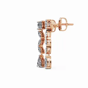 ต่างหูดีไซน์ Twinkling Vine ประดับเพชรทรงมาร์คีส์เพียร์คัท 10 เม็ด เพชรเลี้ยงในห้องปฏิบัติการ ทองคำขาว 18K รับรองโดย IGI เครื่องประดับผู้หญิงสุดอินเทรนด์ - Product Image 2
