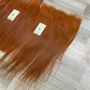 Extensions de cheveux humains vietnamiens bruts de haute qualité, double trame, tissées à la machine, lisses naturels, couleur cuivre, en lots orange - Product Image 3