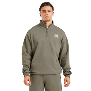 Sweat-shirt décontracté pour homme, coupe ample, à col montant, manches longues, avec fermeture éclair quart de tour et passepoil latéral contrastant - Product Image 1