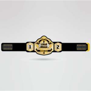 Cinturón de Campeonato de Lucha Libre Personalizado con Logotipo, Correa Negra, Cuatro Placas Laterales, Placa Central Dorada - Equipamiento Completo - Product Image 1