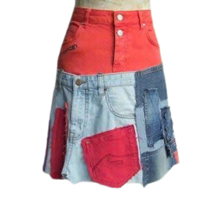 Handmade Vintage Patchwork Denim Skirt Eco-Friendly Fashion with Natural Waistline MOQ 50 Pcs From Vietnamese Supplier - Product Image 2