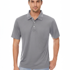 T-shirt Homme Été Slim Fit Manches Courtes Uni Brodé Respirant en Tissu Tricoté Doux Abricoté en Polyester/Coton - Product Image 3