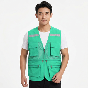 Chaleco sin Mangas Azul para Hombre con Múltiples Bolsillos, Cuello en V Transpirable, Corte Regular, Color Sólido, Ropa Casual de Verano - Product Image 6