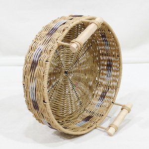 Plateau en rotin écologique en jacinthe d'eau, design rayé de haute qualité pour table basse de salon - Product Image 2